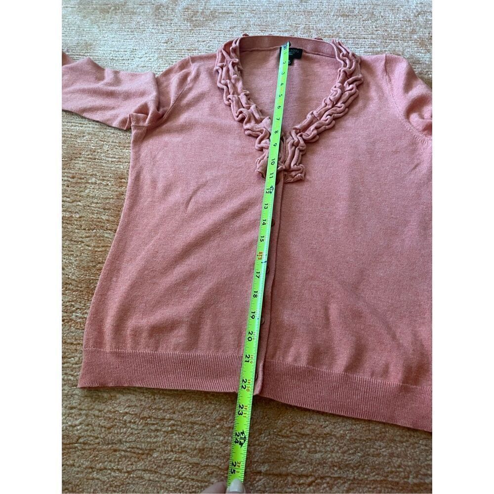 TALBOTS Button Front Ruffle Cardigan Size M - Picture 4 of 7